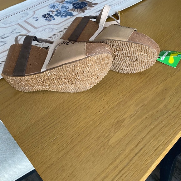 BioNatura Beige and Brown Leather Wedge Sandals - Picture 8 of 11